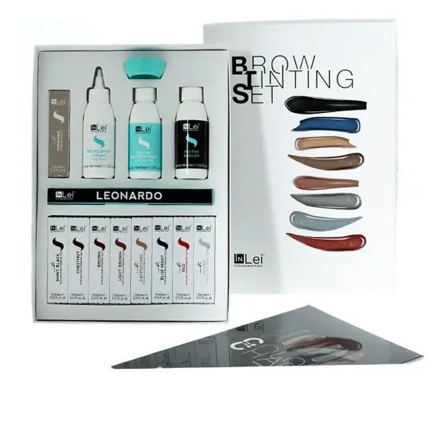 InLei® BROW TINTING SET mit 7 Farben, Developer Cream, Neutralisator und Color Chart