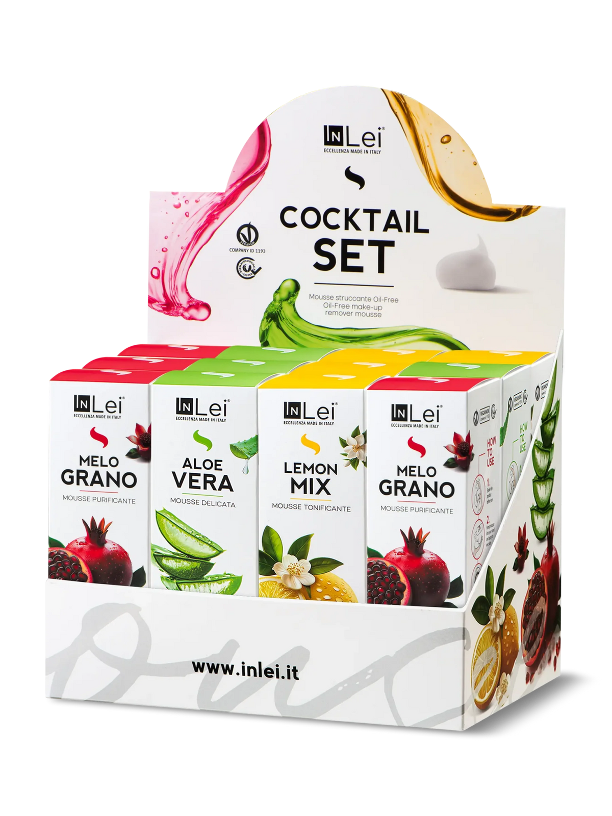 InLei® MOUSSE COCKTAIL SET Thekendisplay Travel Size – Melograno, Aloe Vera und Lemon Mix gemischt
