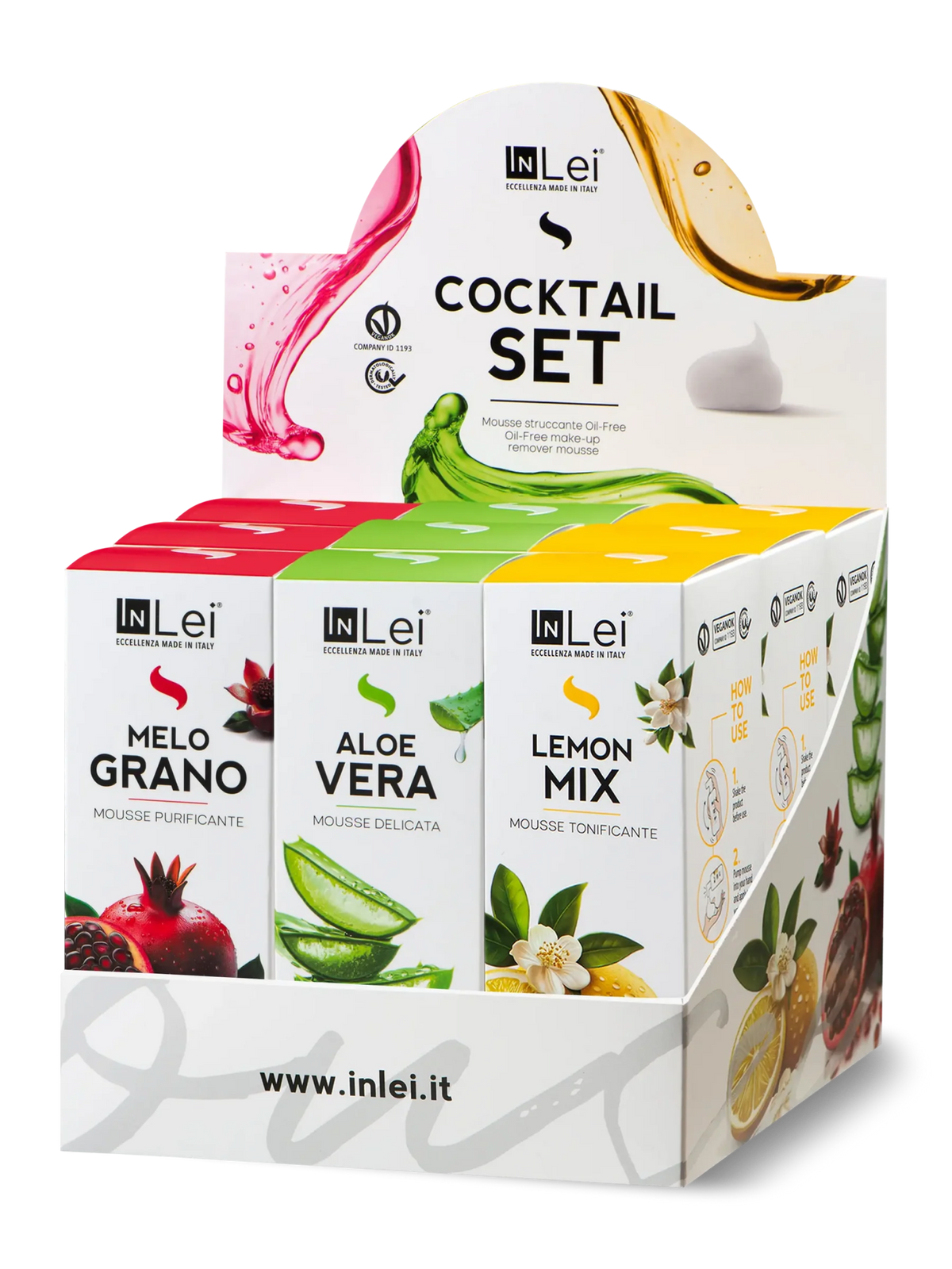 InLei® MOUSSE COCKTAIL SET Thekendisplay – 9 × 100 ml, Melograno, Aloe Vera und Lemon Mix
