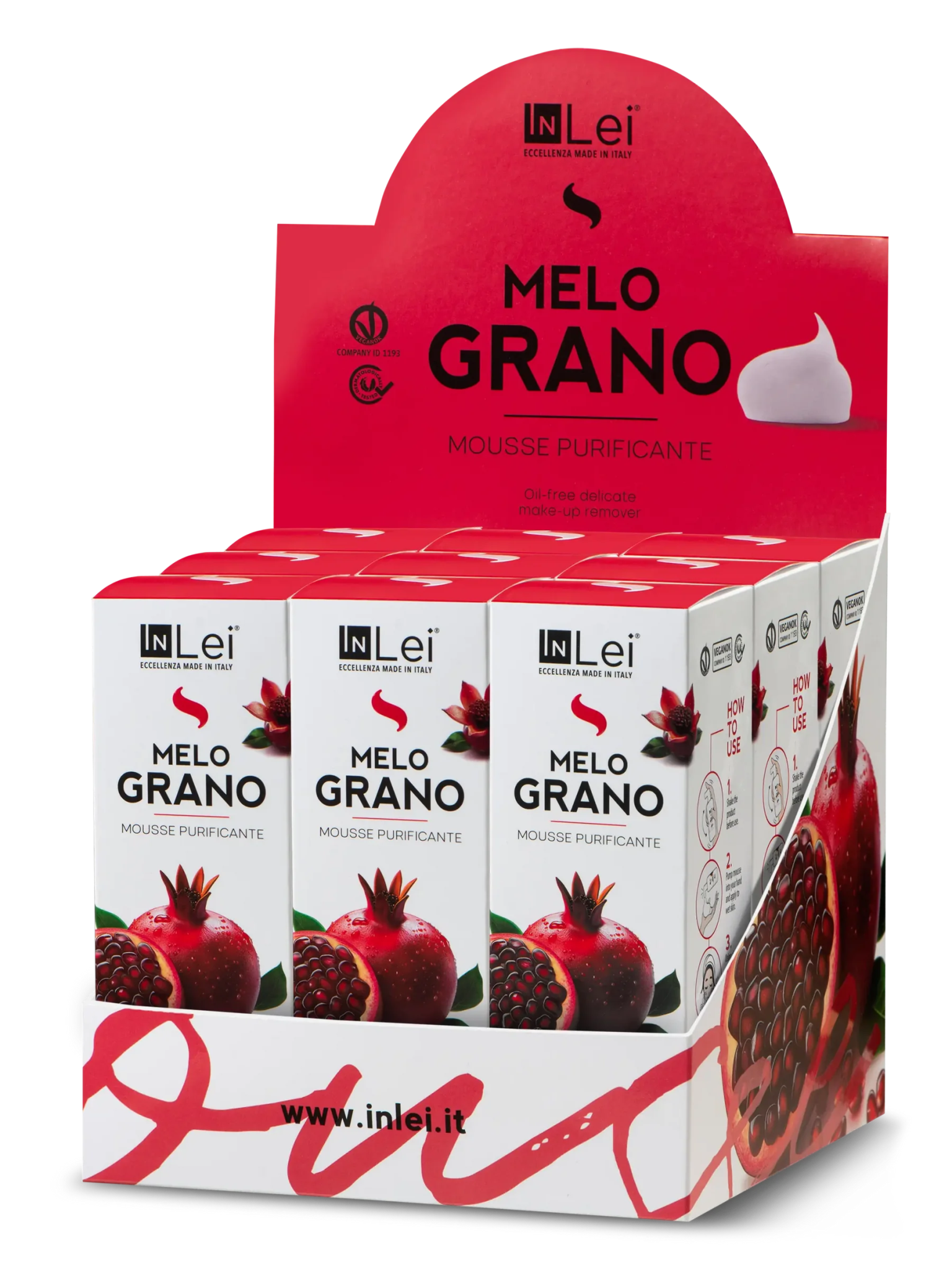 InLei® "MOUSSE MELOGRANO" - Thekendisplay TRAVEL SIZE – 9x100 ml - Inlei Germany