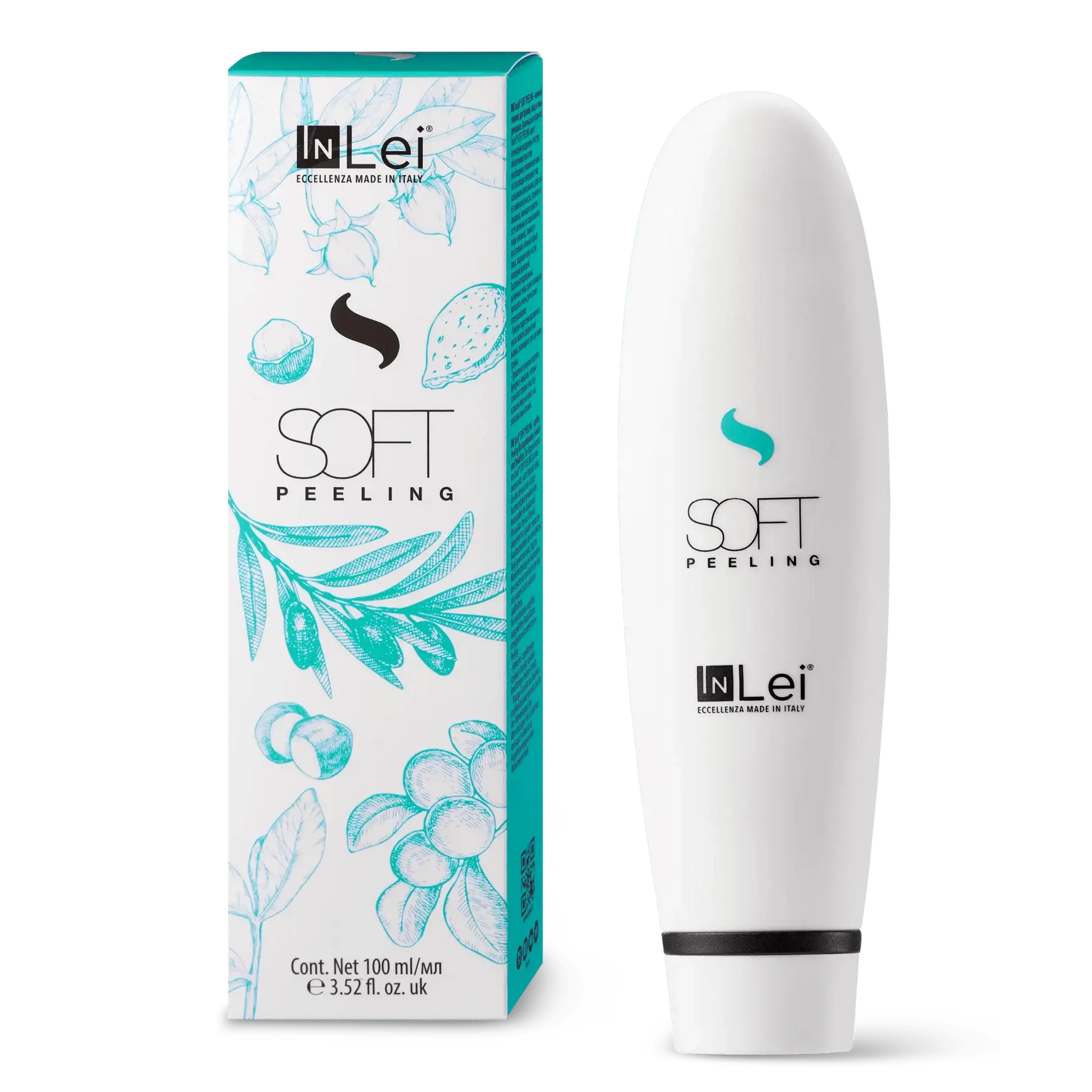 InLei® Soft Peeling Gesichtspeeling 100 ml – Tube und Verpackung für professionelle Brauenbehandlung
