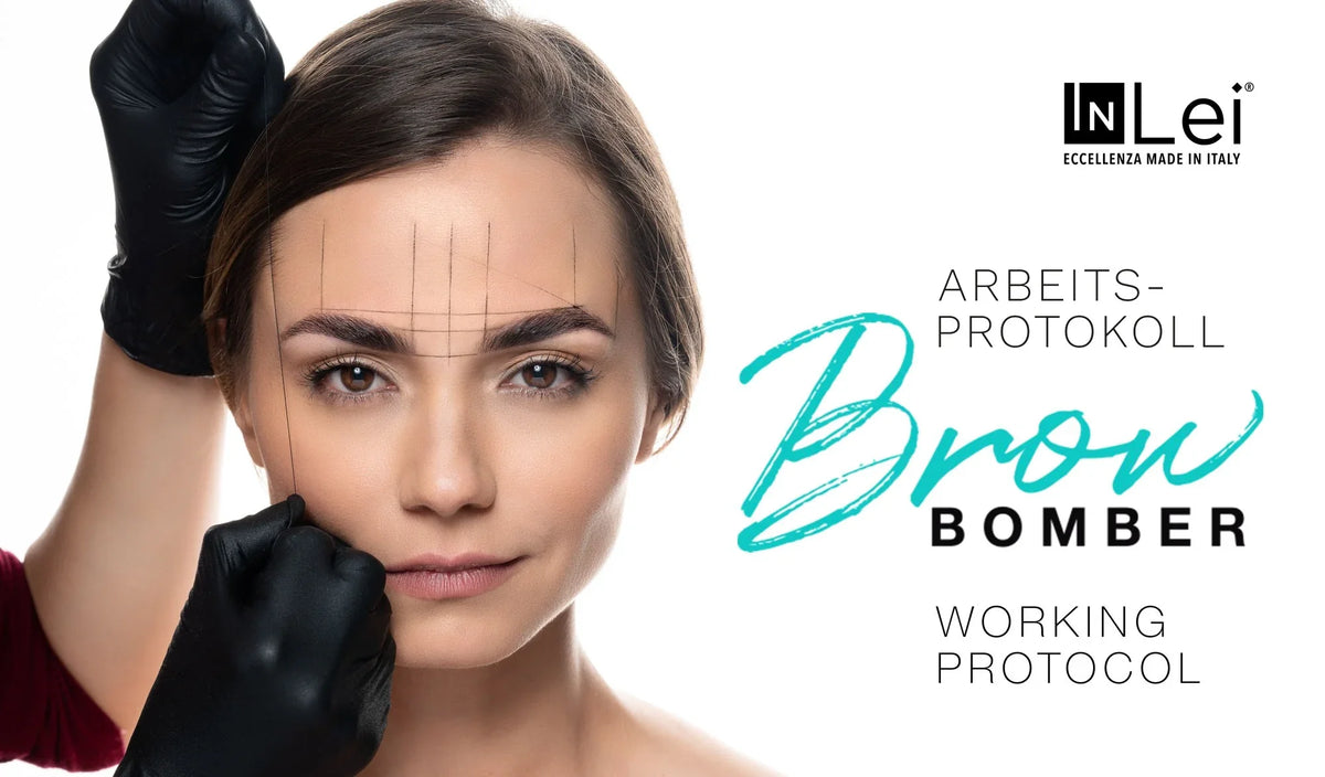 InLei® Brow Bomber Arbeitsprotokoll: Augenbrauen-Vermessung mit Faden vor der Augenbrauenlaminierung