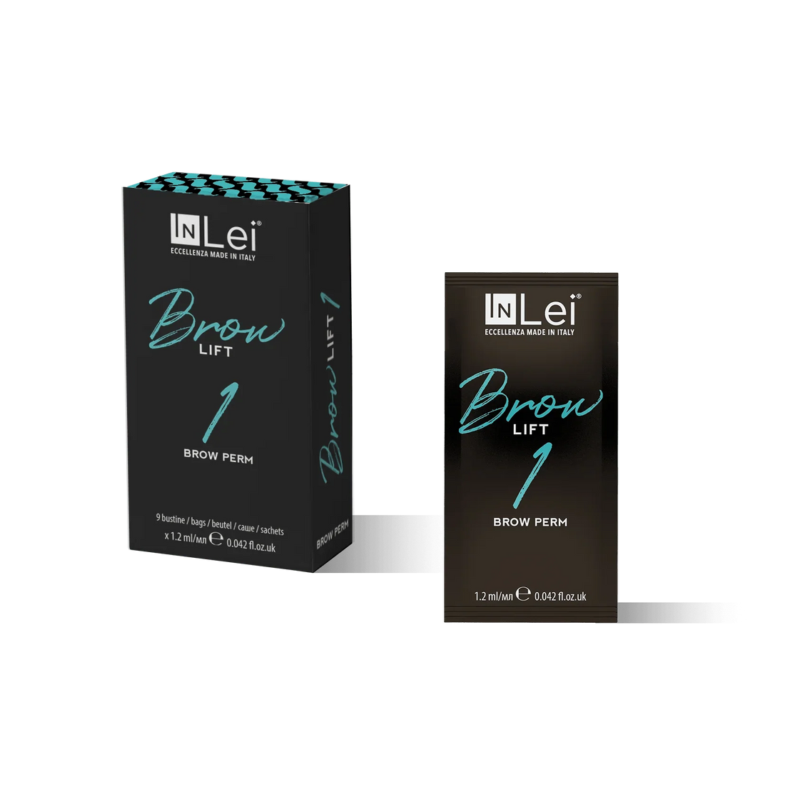 InLei® Brow Lift 1 – Faltschachtel und Sachet (9 × 1,2 ml), Schritt 1 im Bundle