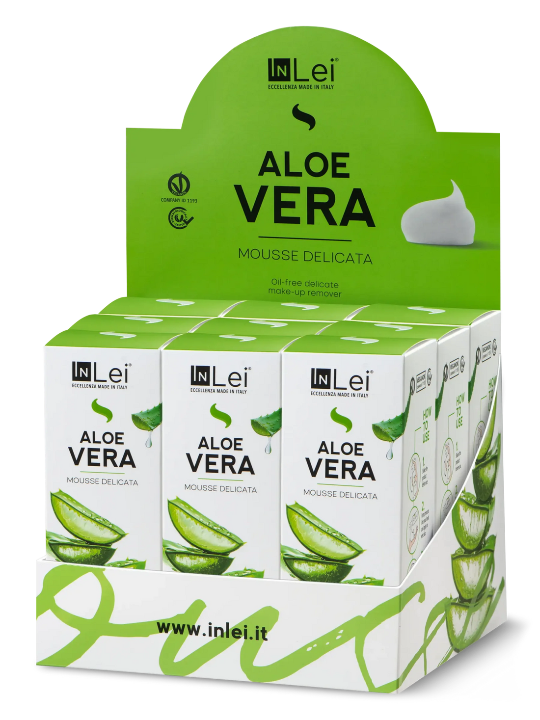 InLei® &quot;MOUSSE ALOE VERA&quot; - Thekendisplay TRAVEL SIZE – 9x100 ml - Inlei Germany