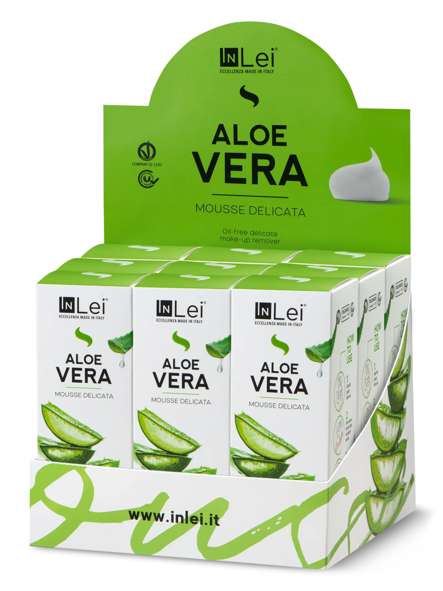 InLei® &quot;MOUSSE ALOE VERA&quot; - Thekendisplay TRAVEL SIZE – 9x100 ml - Inlei Germany