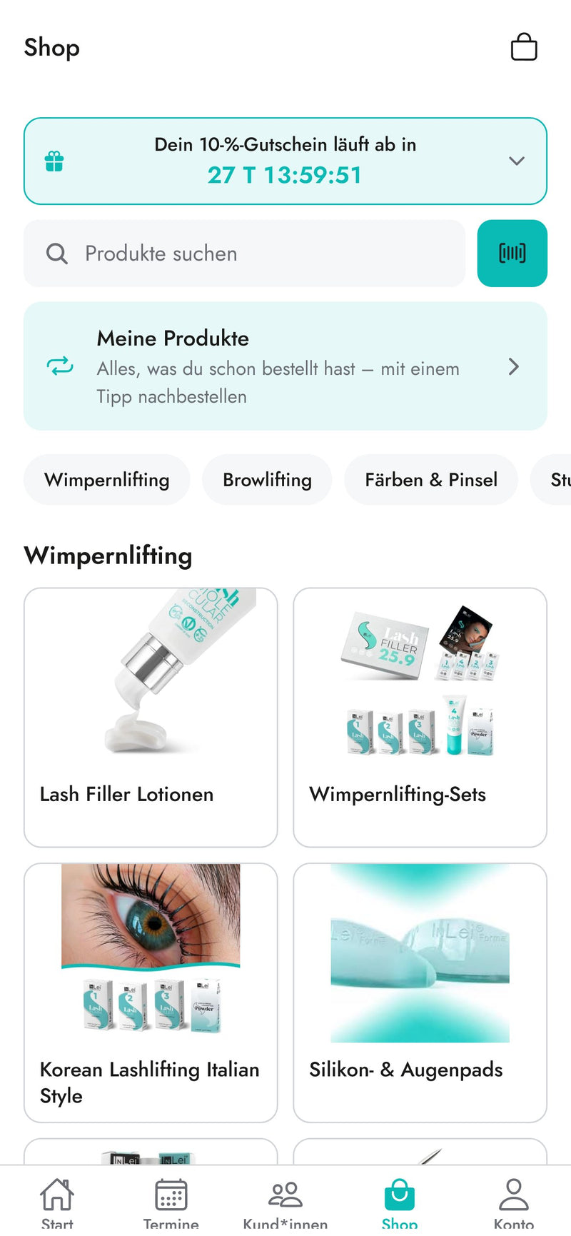 Shop in der InLei Germany Studio App zum Nachbestellen von Original-InLei-Produkten