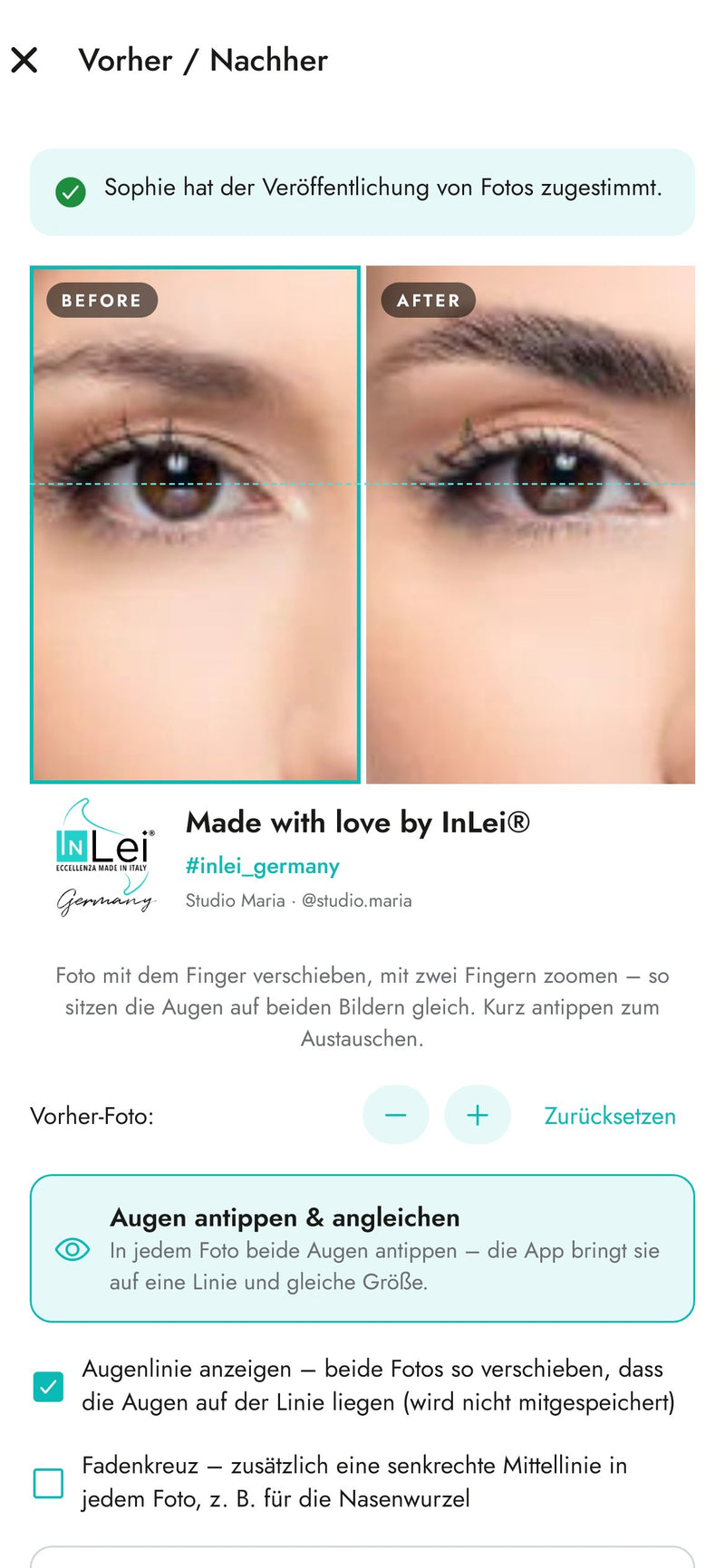 Vorher-Nachher-Collage für Social Media in der InLei Germany Studio App